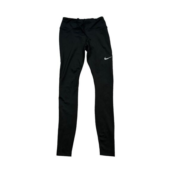 Ladies Nike Dri-Fit Black Full Length Leggings with Mesh Inserts on Back Size XS - Picture 1 of 11